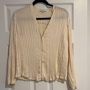 Vince Pleated Cream Blouse
